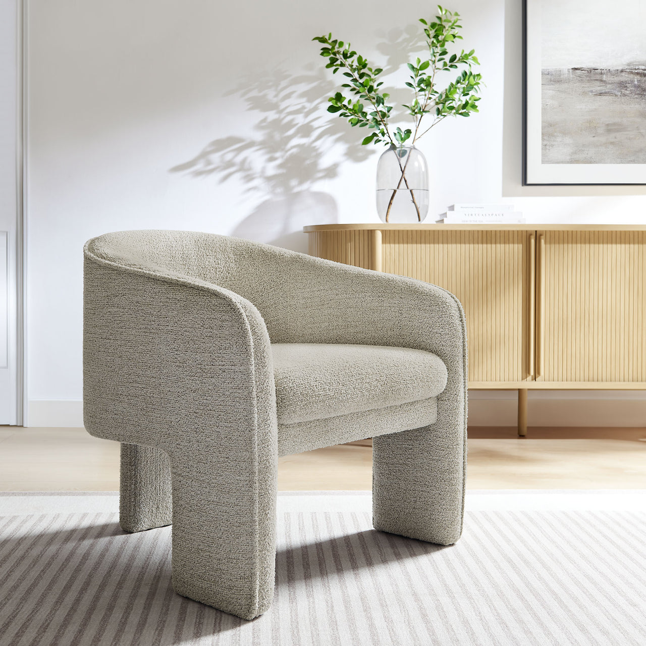 Rheon Upholstered Boucle Accent Armchair, Sand