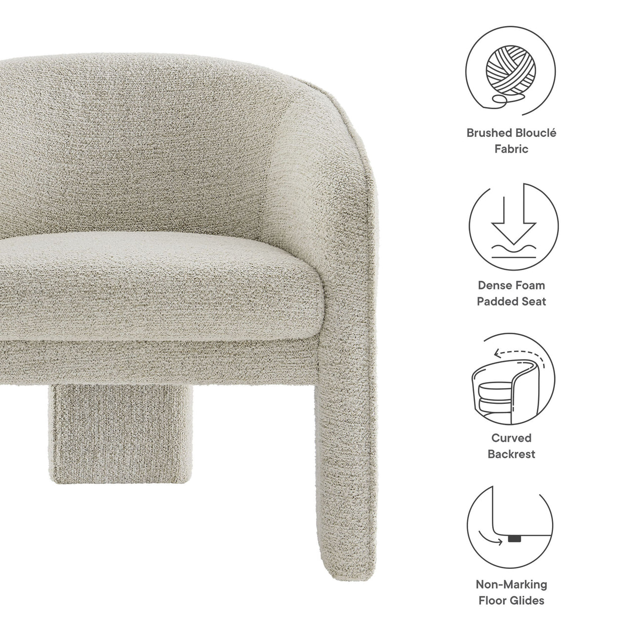 Rheon Upholstered Boucle Accent Armchair, Sand