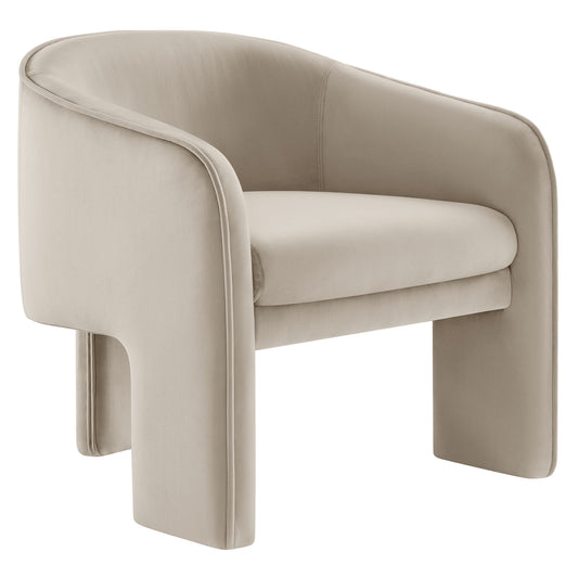 Rheon Upholstered Velvet Armchair, Almond
