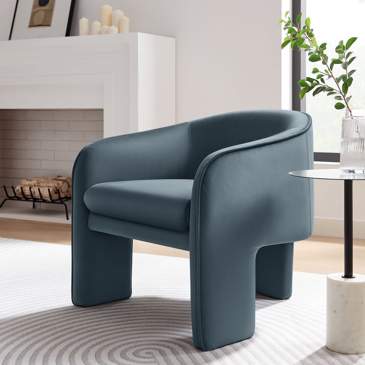 Rheon Upholstered Velvet Armchair, Slate