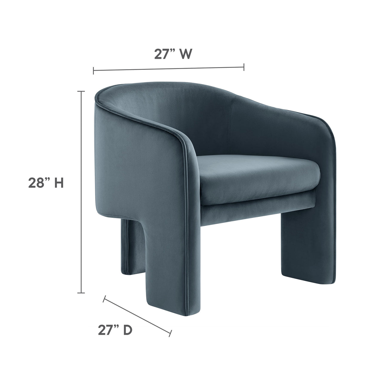 Rheon Upholstered Velvet Armchair, Slate