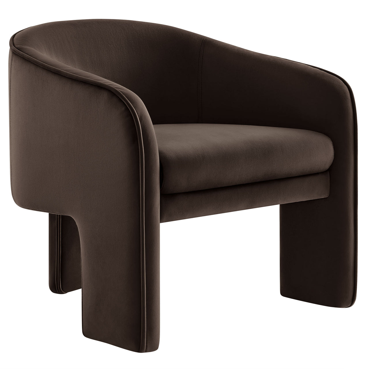 Rheon Upholstered Velvet Armchair, Chocolate Brown