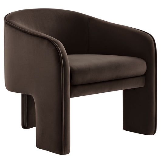 Rheon Upholstered Velvet Armchair, Chocolate Brown