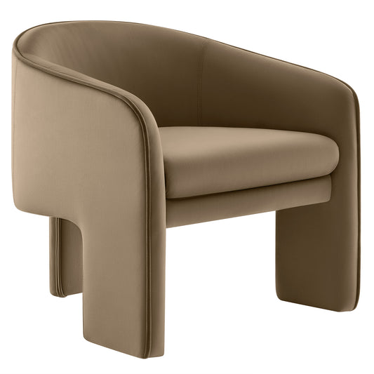 Rheon Upholstered Velvet Armchair, Taupe