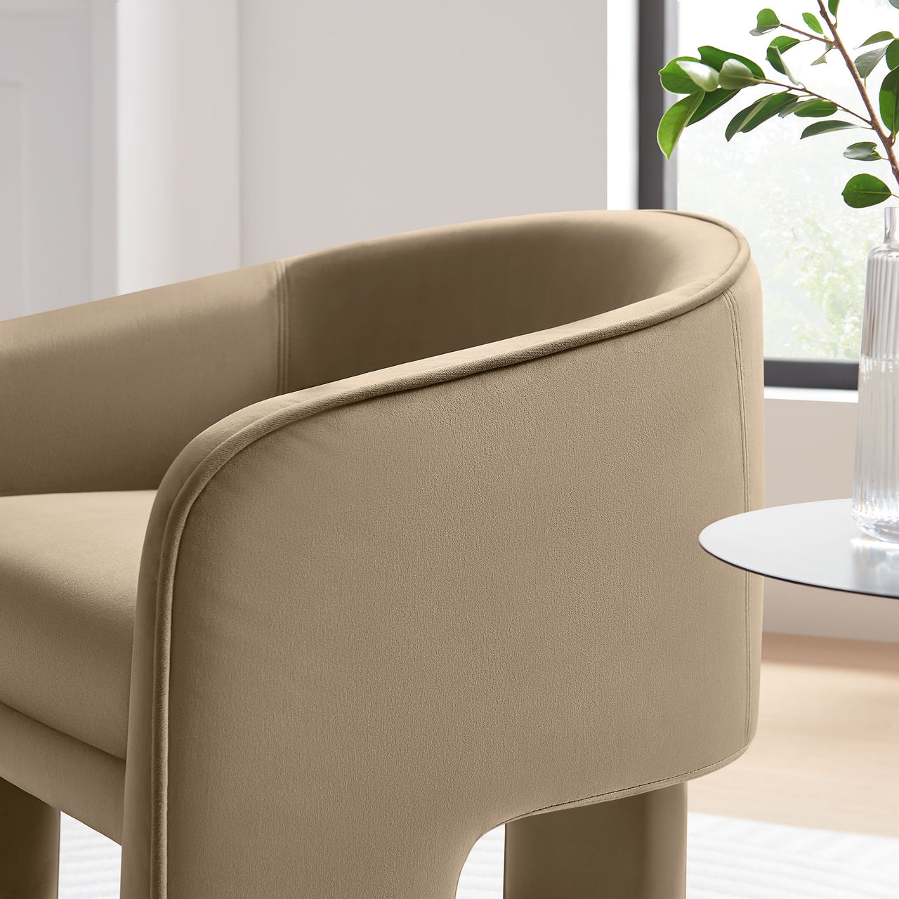 Rheon Upholstered Velvet Armchair, Taupe