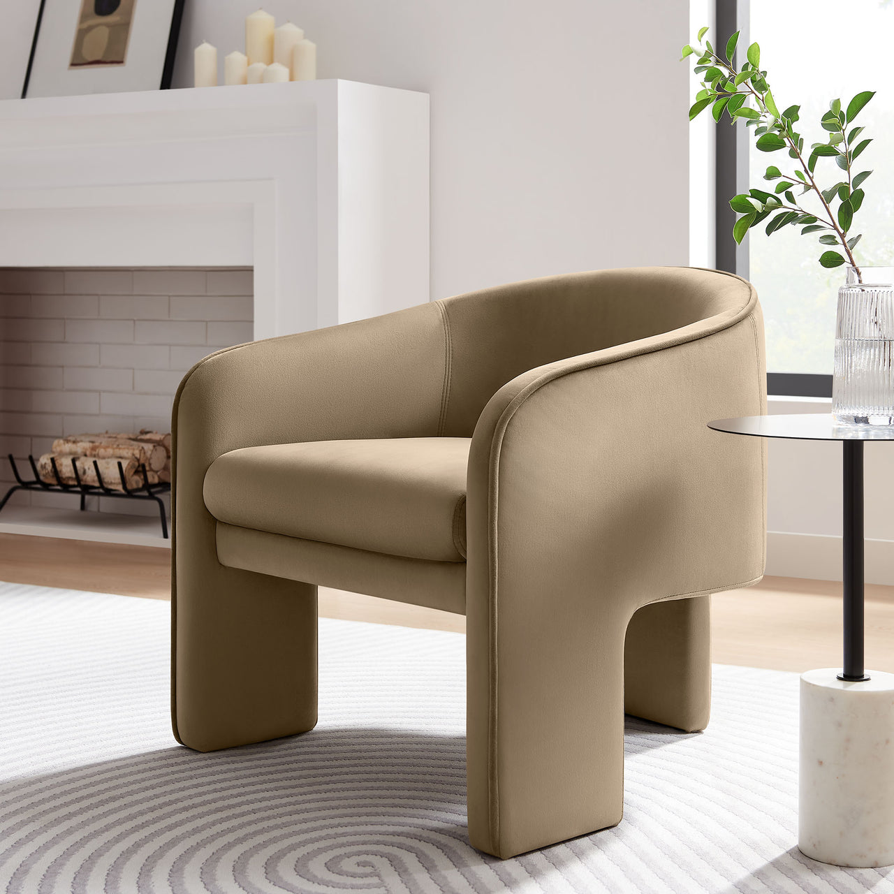 Rheon Upholstered Velvet Armchair, Taupe