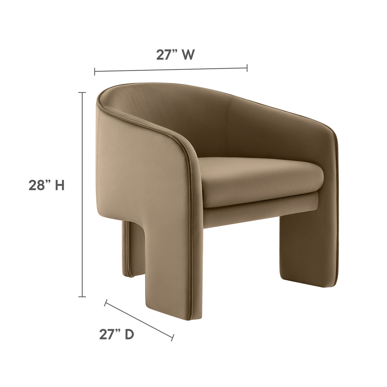 Rheon Upholstered Velvet Armchair, Taupe