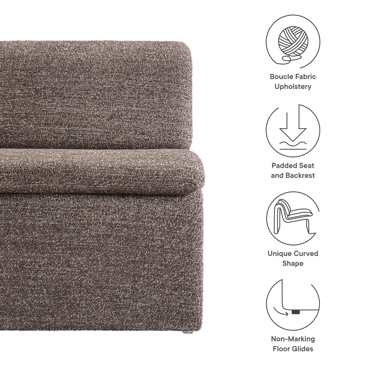 Sandbar Upholstered Boucle Accent Chair, Brown