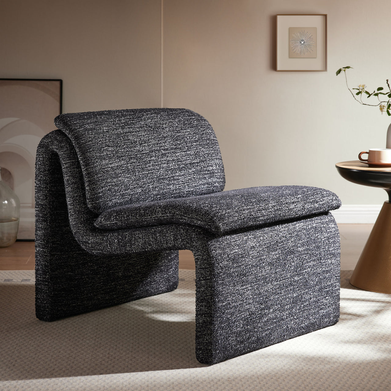 Sandbar Upholstered Boucle Accent Chair, Charcoal