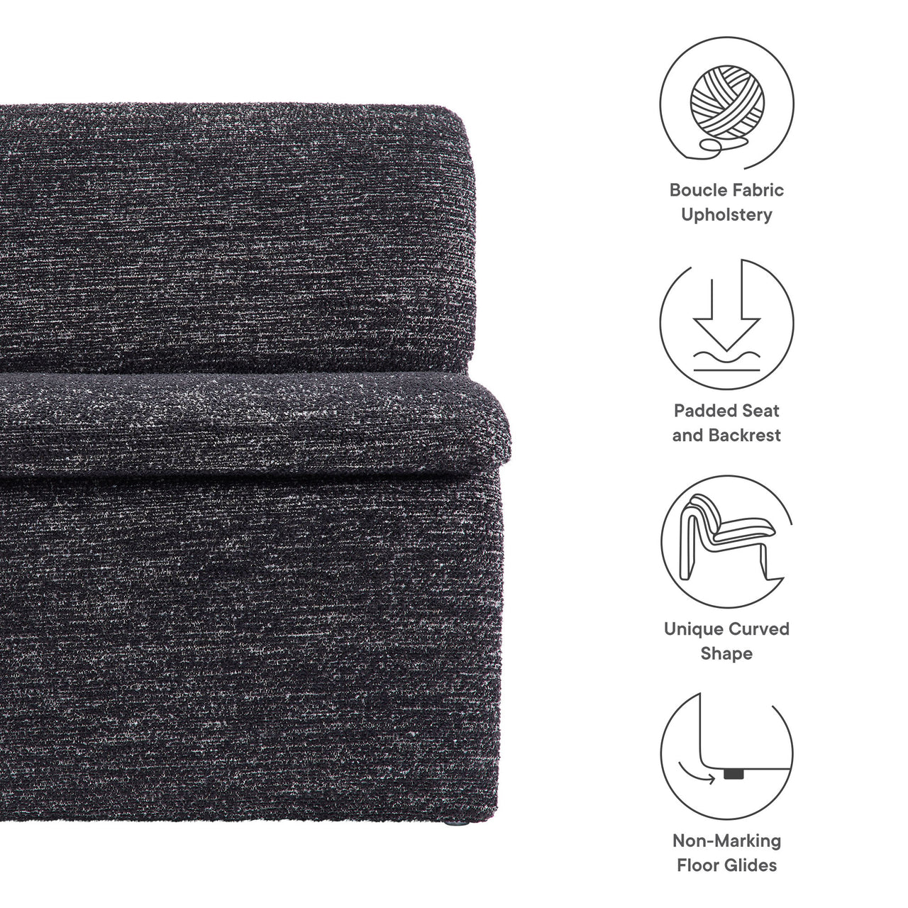 Sandbar Upholstered Boucle Accent Chair, Charcoal