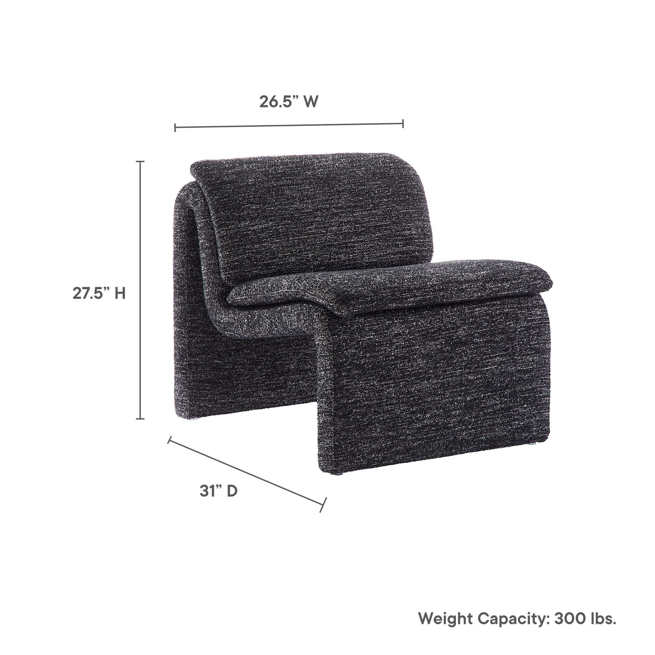 Sandbar Upholstered Boucle Accent Chair, Charcoal