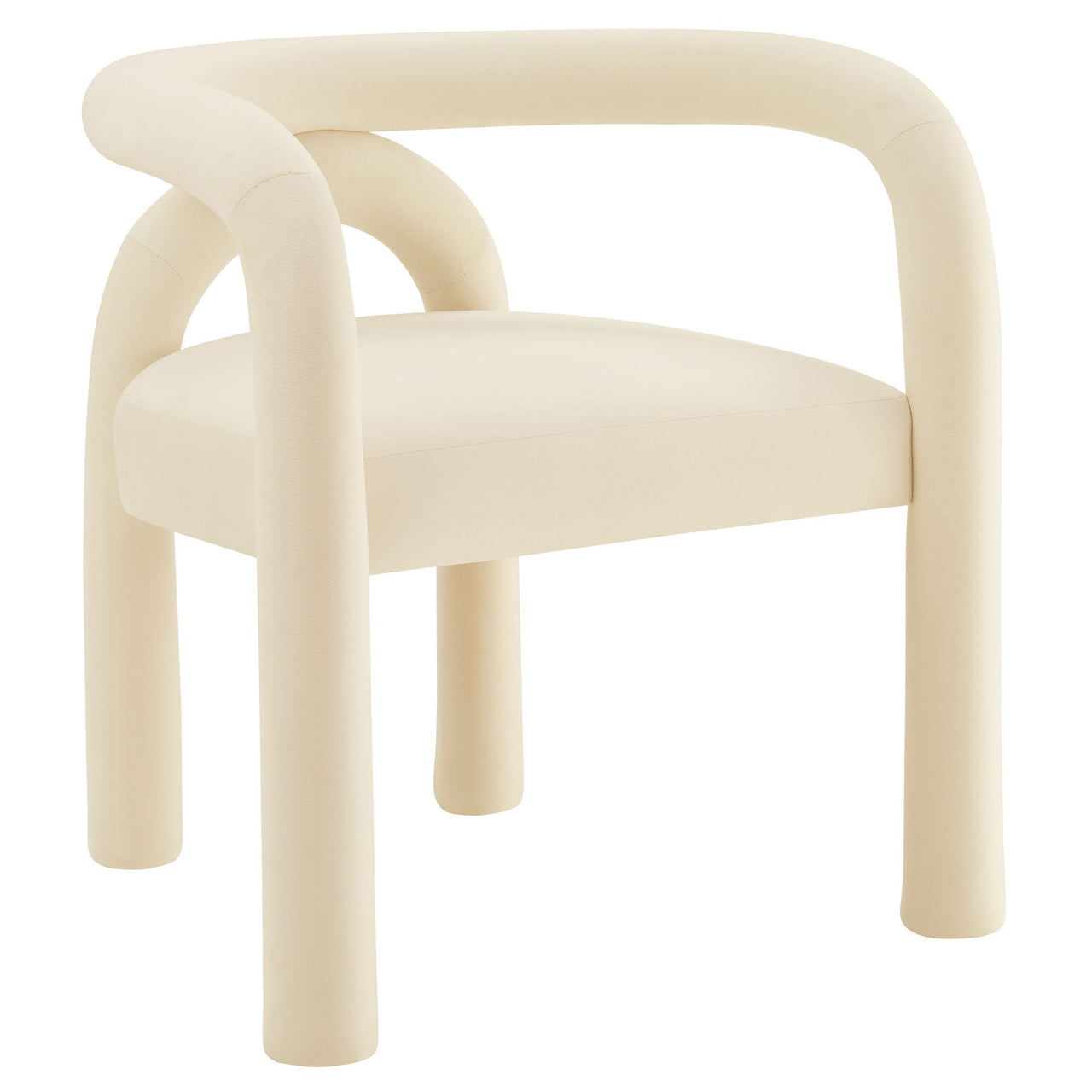 Turnpike Upholstered Velvet Dining Chair, Cream