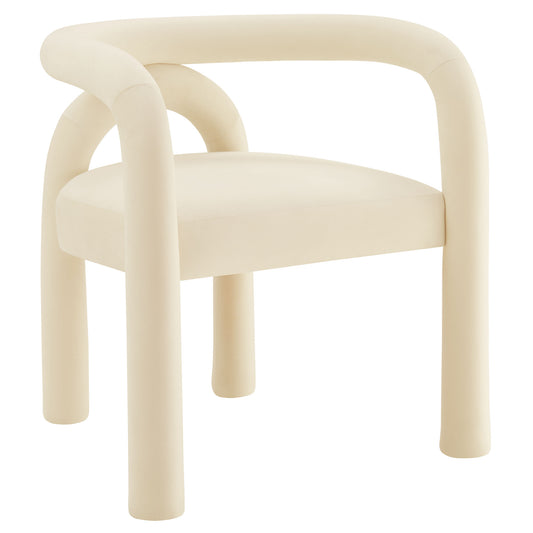 Turnpike Upholstered Velvet Dining Chair, Cream