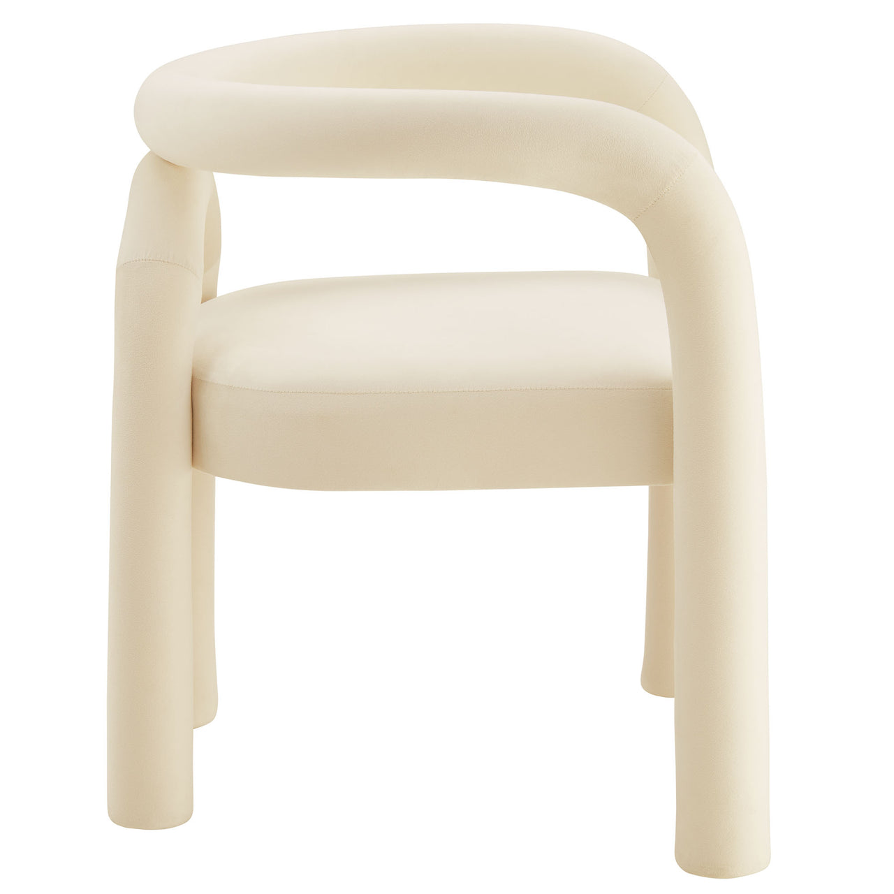Turnpike Upholstered Velvet Dining Chair, Cream