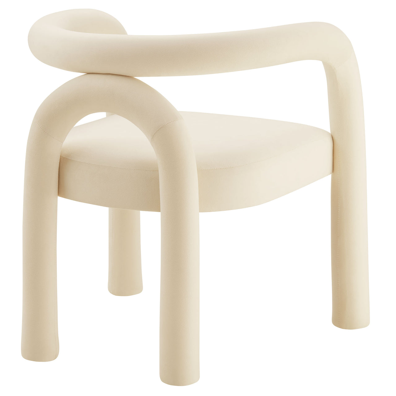 Turnpike Upholstered Velvet Dining Chair, Cream