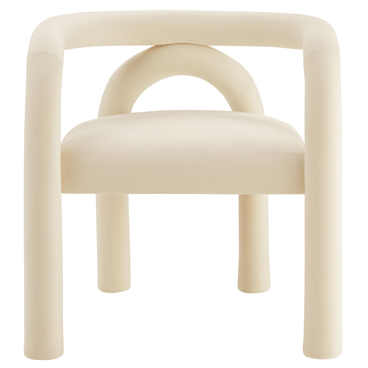 Turnpike Upholstered Velvet Dining Chair, Cream