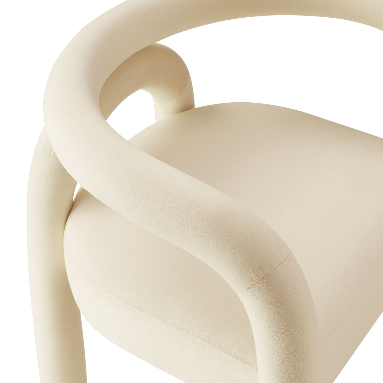 Turnpike Upholstered Velvet Dining Chair, Cream