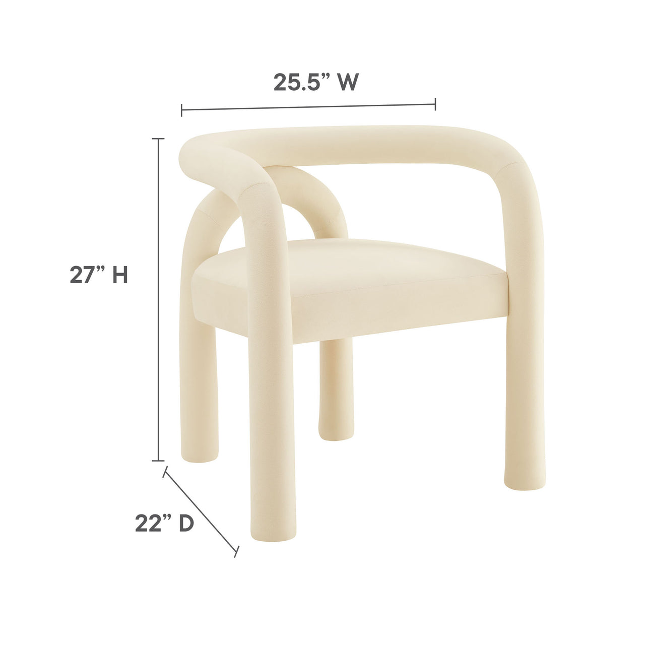 Turnpike Upholstered Velvet Dining Chair, Cream