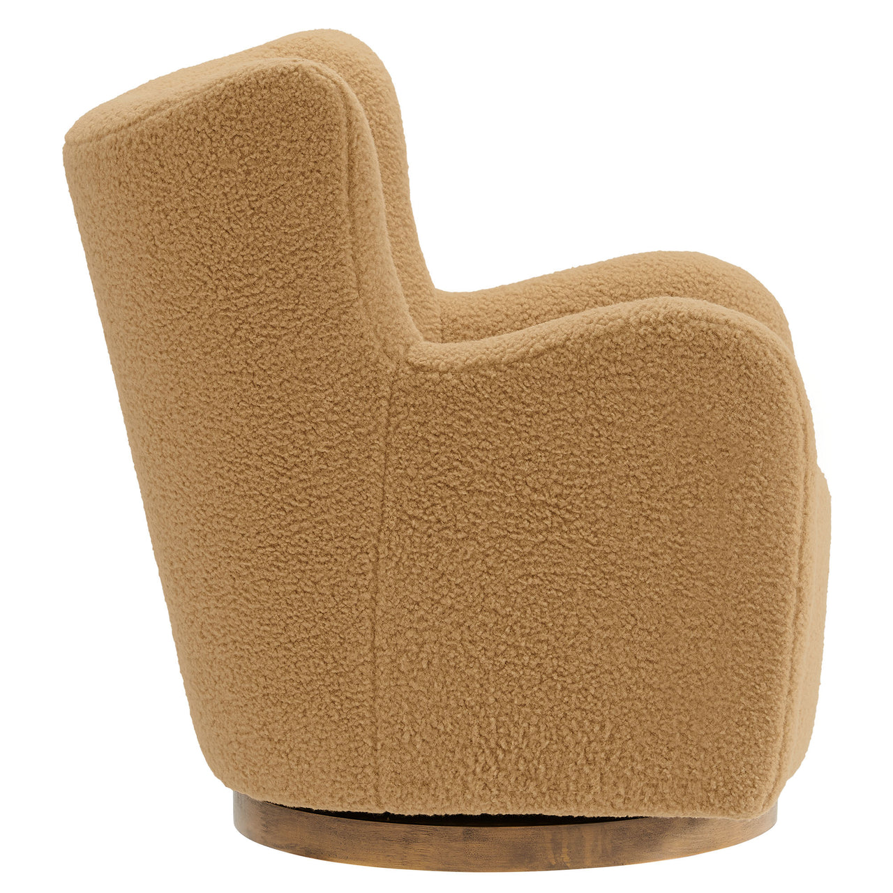 Butterfly Upholstered Swivel Accent Chair, Camel & Walnut