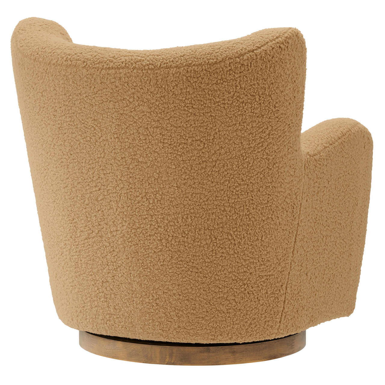 Butterfly Upholstered Swivel Accent Chair, Camel & Walnut