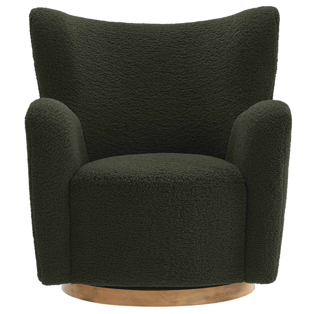 Butterfly Upholstered Swivel Accent Chair, Fern & Walnut