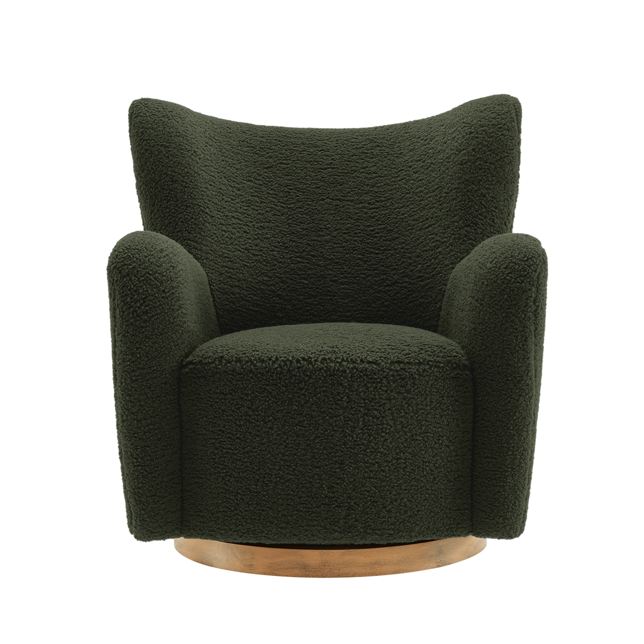 Butterfly Upholstered Swivel Accent Chair, Fern & Walnut
