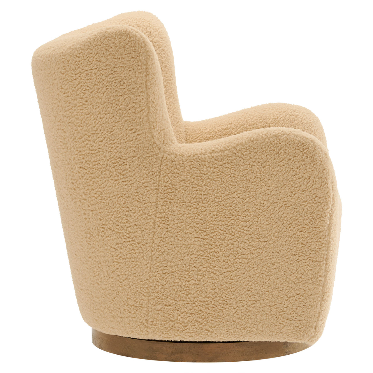 Butterfly Upholstered Swivel Accent Chair, Ivory & Walnut