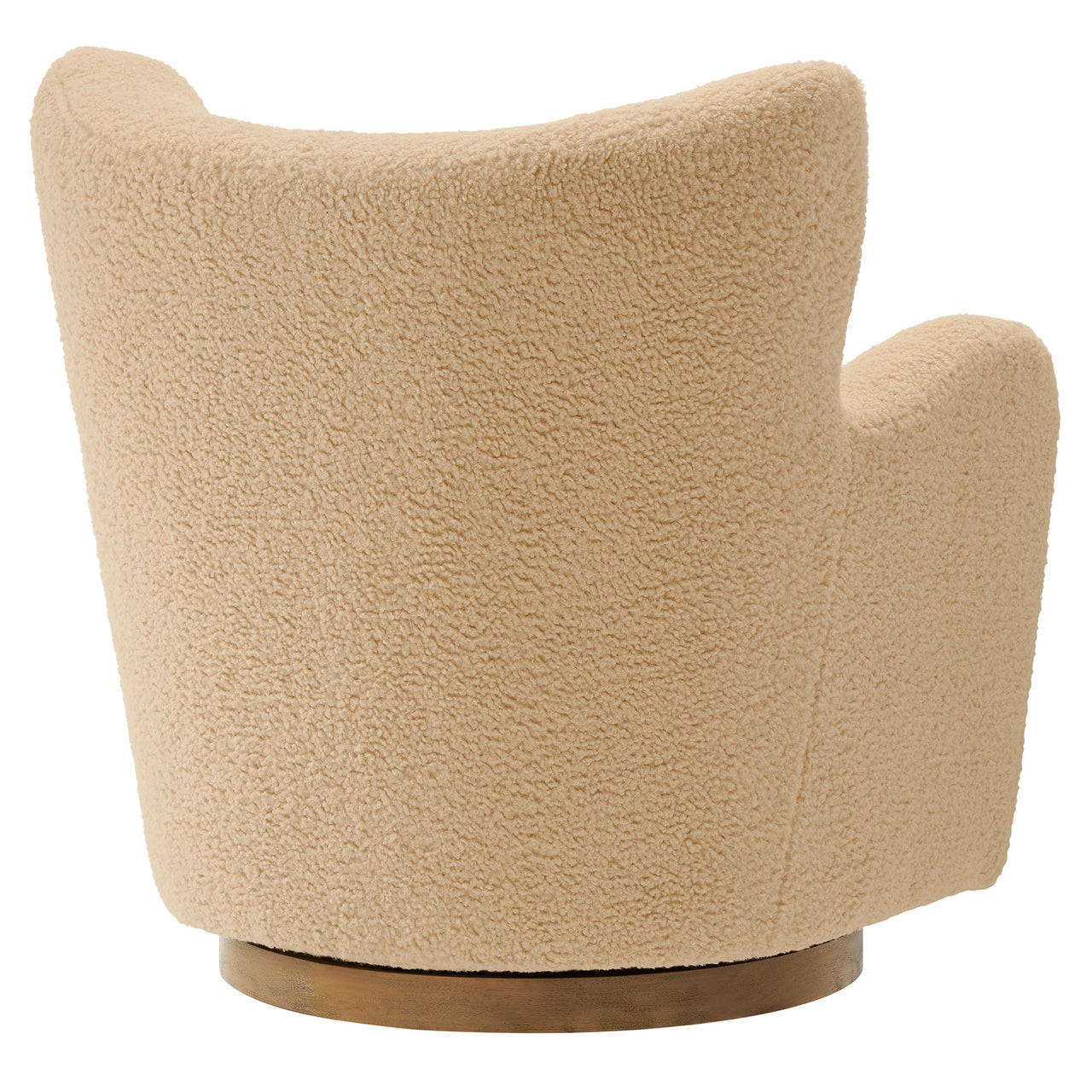Butterfly Upholstered Swivel Accent Chair, Ivory & Walnut
