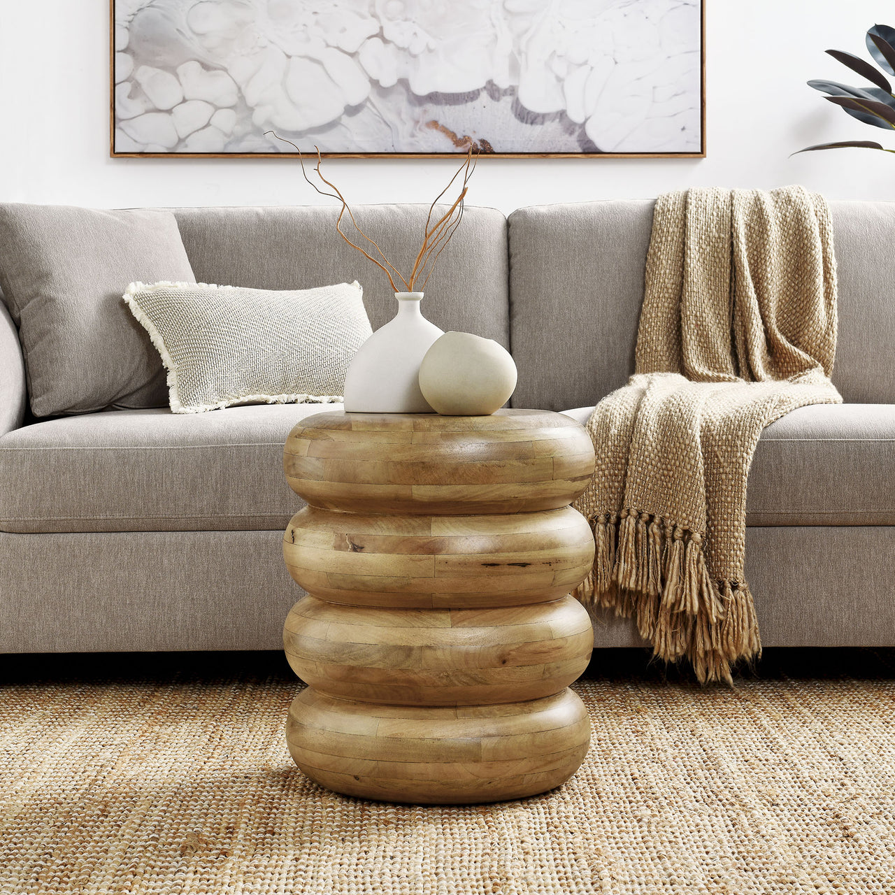 Drevelle Side Table, Natural Wood