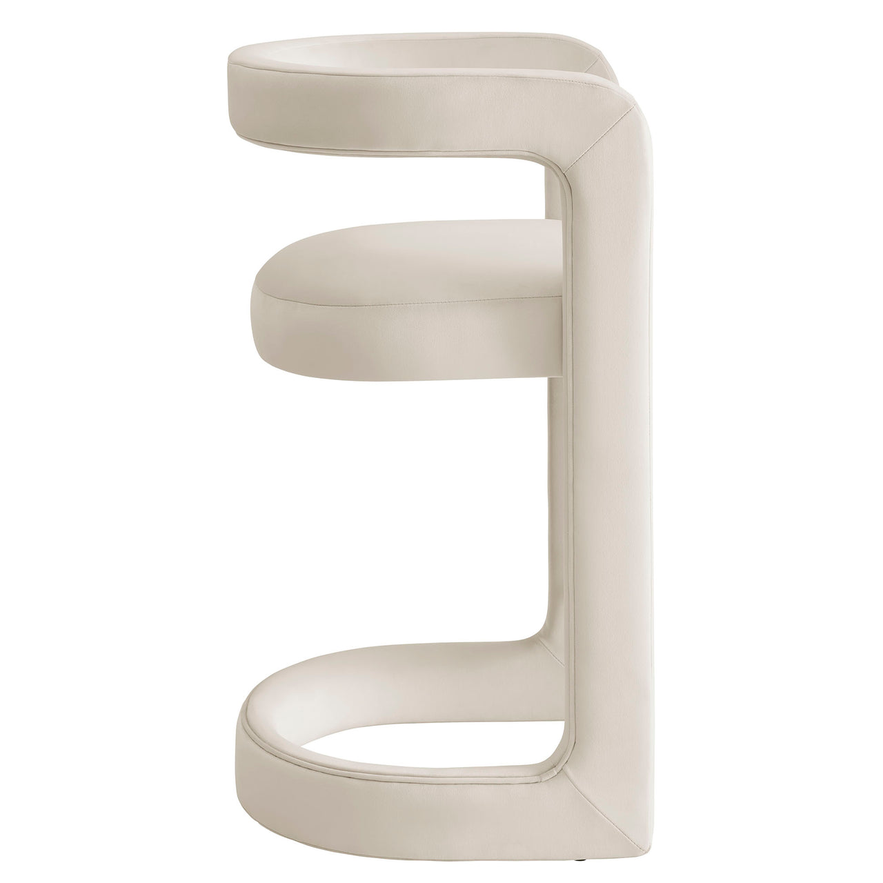 Aeria Upholstered Velvet Counter Stool, Chalk