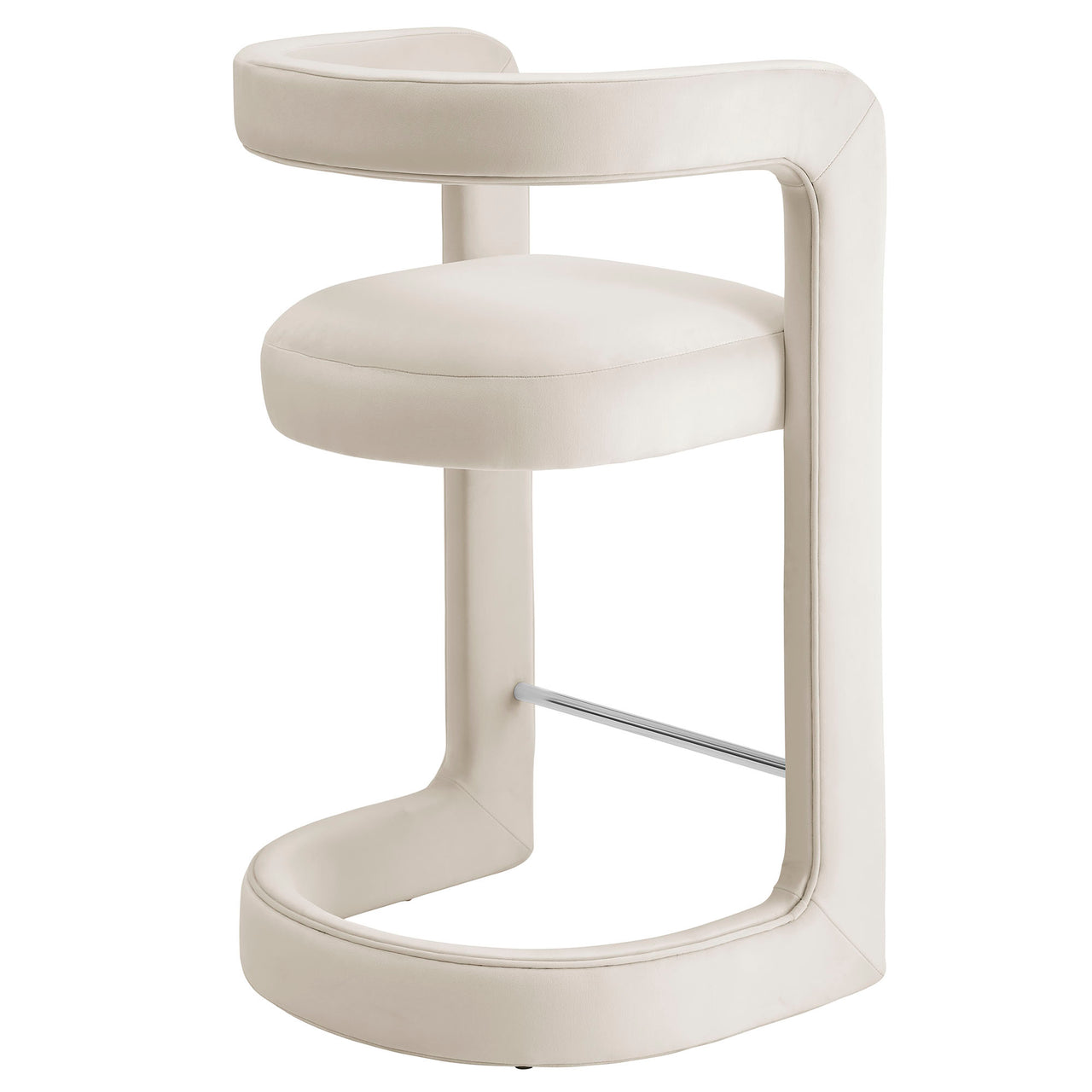 Aeria Upholstered Velvet Counter Stool, Chalk