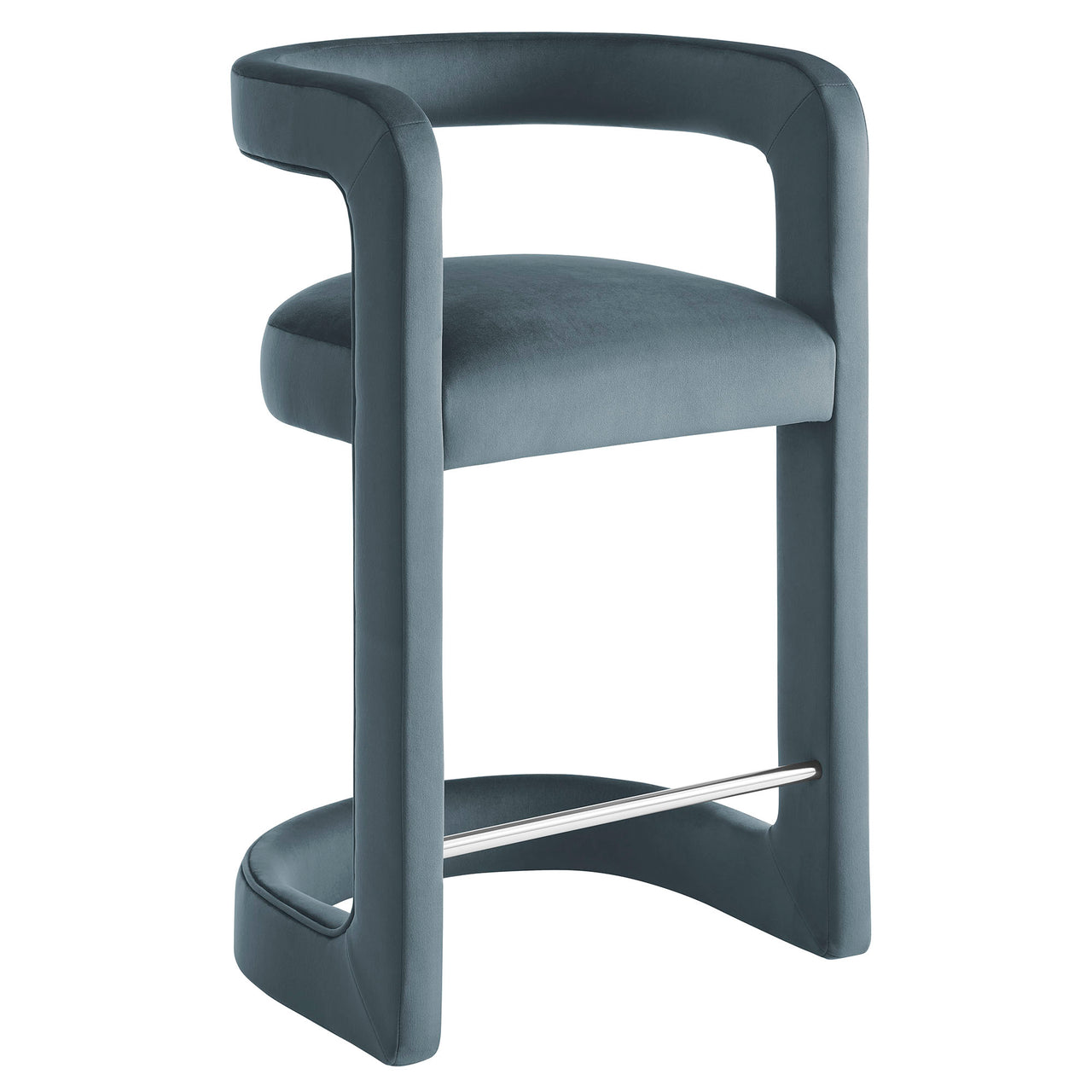 Aeria Upholstered Velvet Counter Stool, Slate
