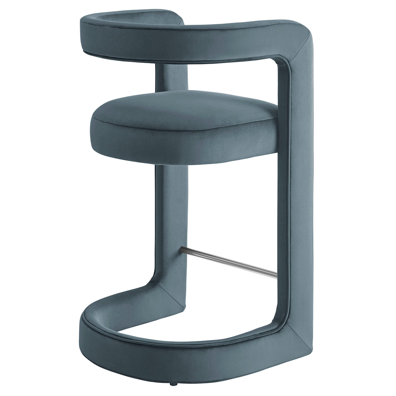 Aeria Upholstered Velvet Counter Stool, Slate