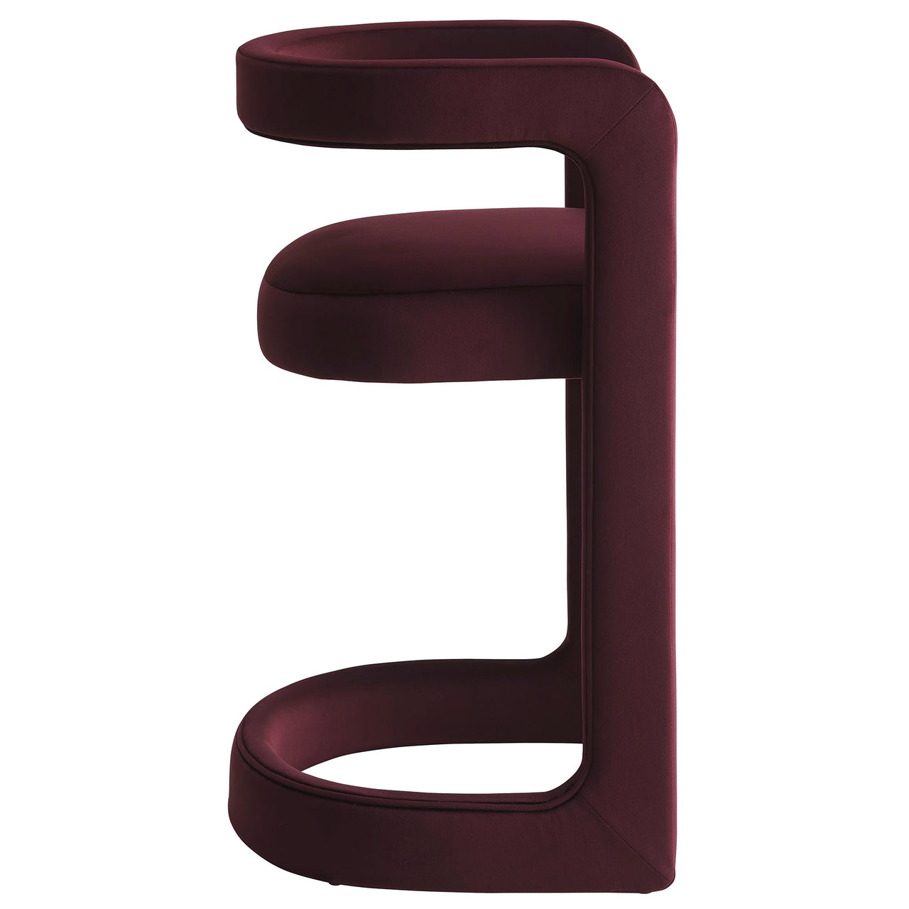Aeria Upholstered Velvet Counter Stool, Wine