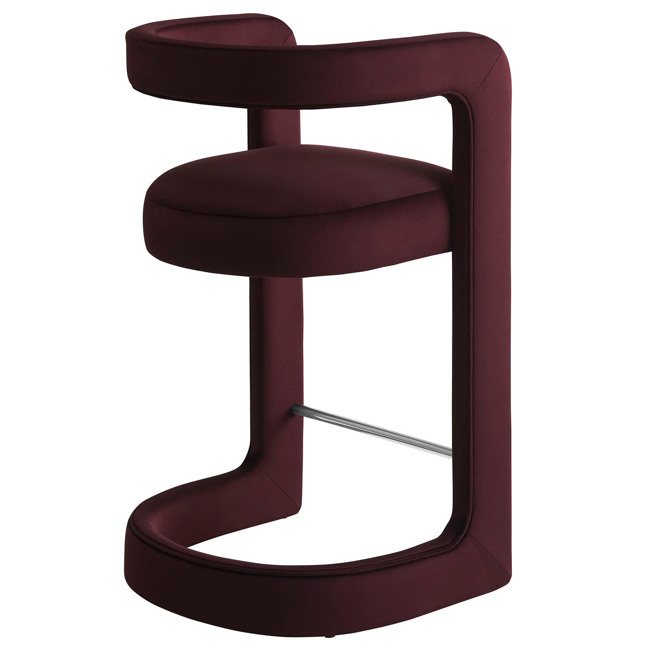 Aeria Upholstered Velvet Counter Stool, Wine