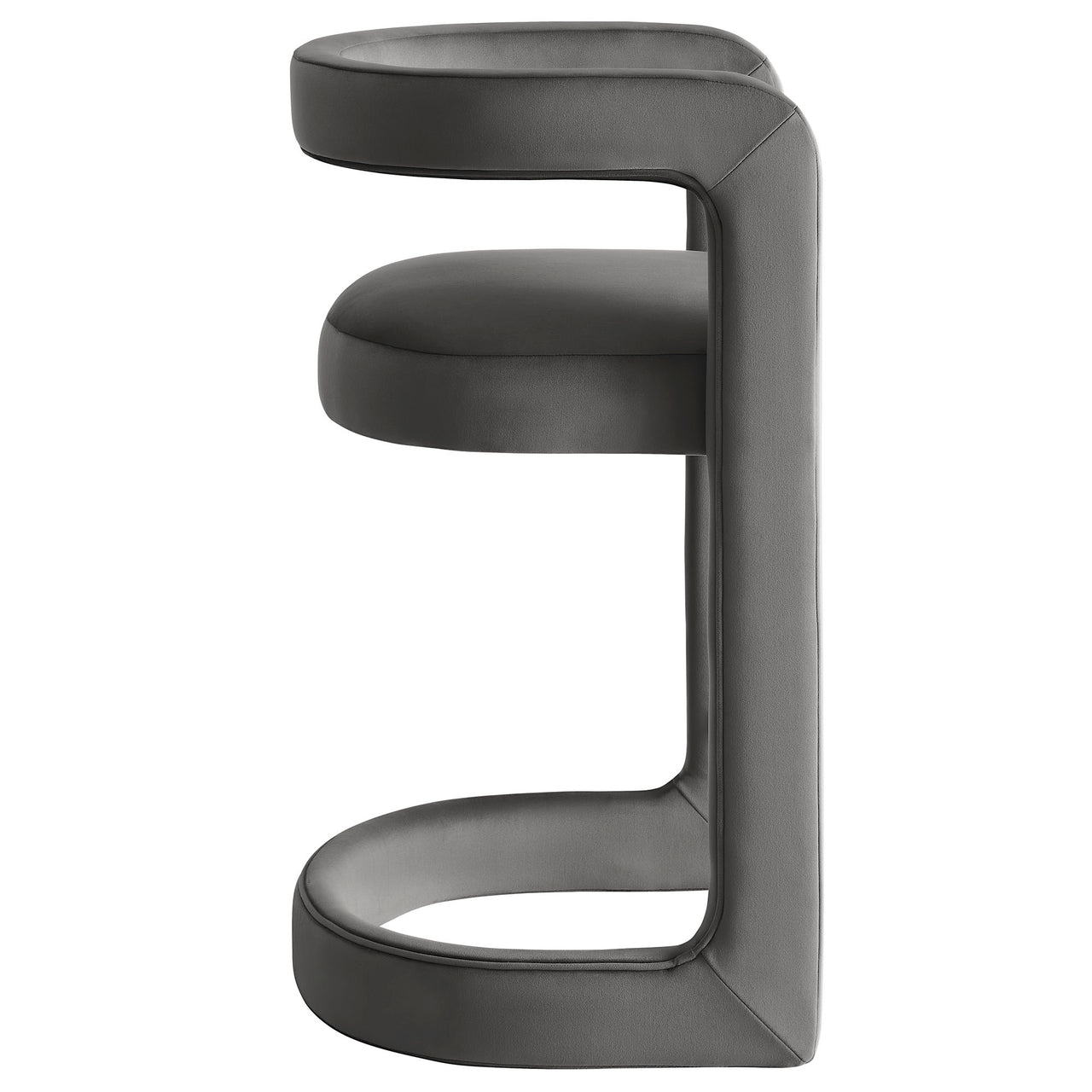 Aeria Upholstered Velvet Counter Stool, Charcoal
