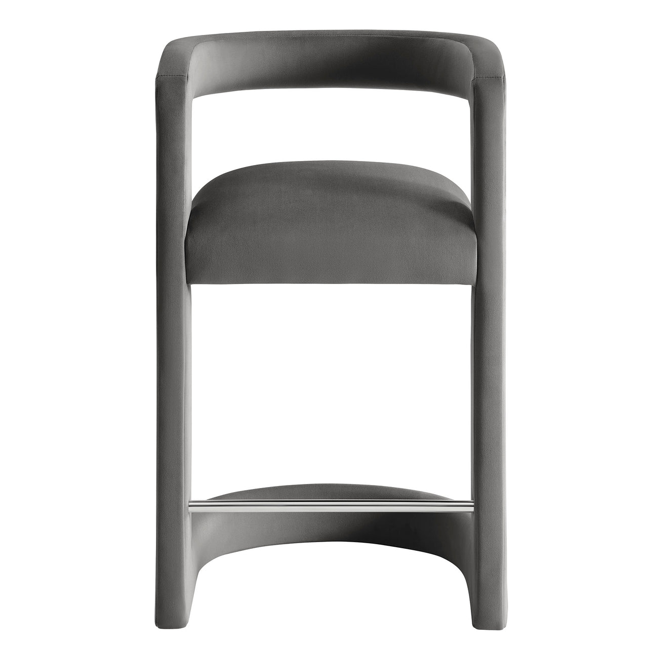 Aeria Upholstered Velvet Counter Stool, Charcoal