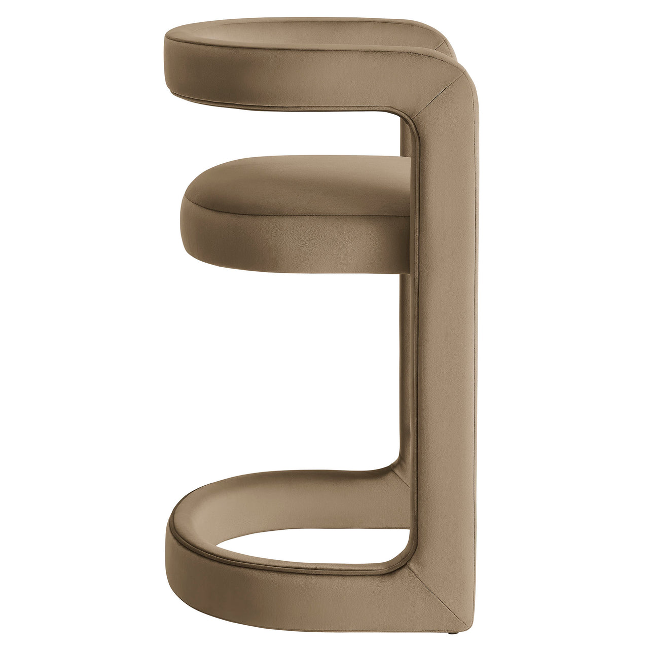 Aeria Upholstered Velvet Counter Stool, Taupe