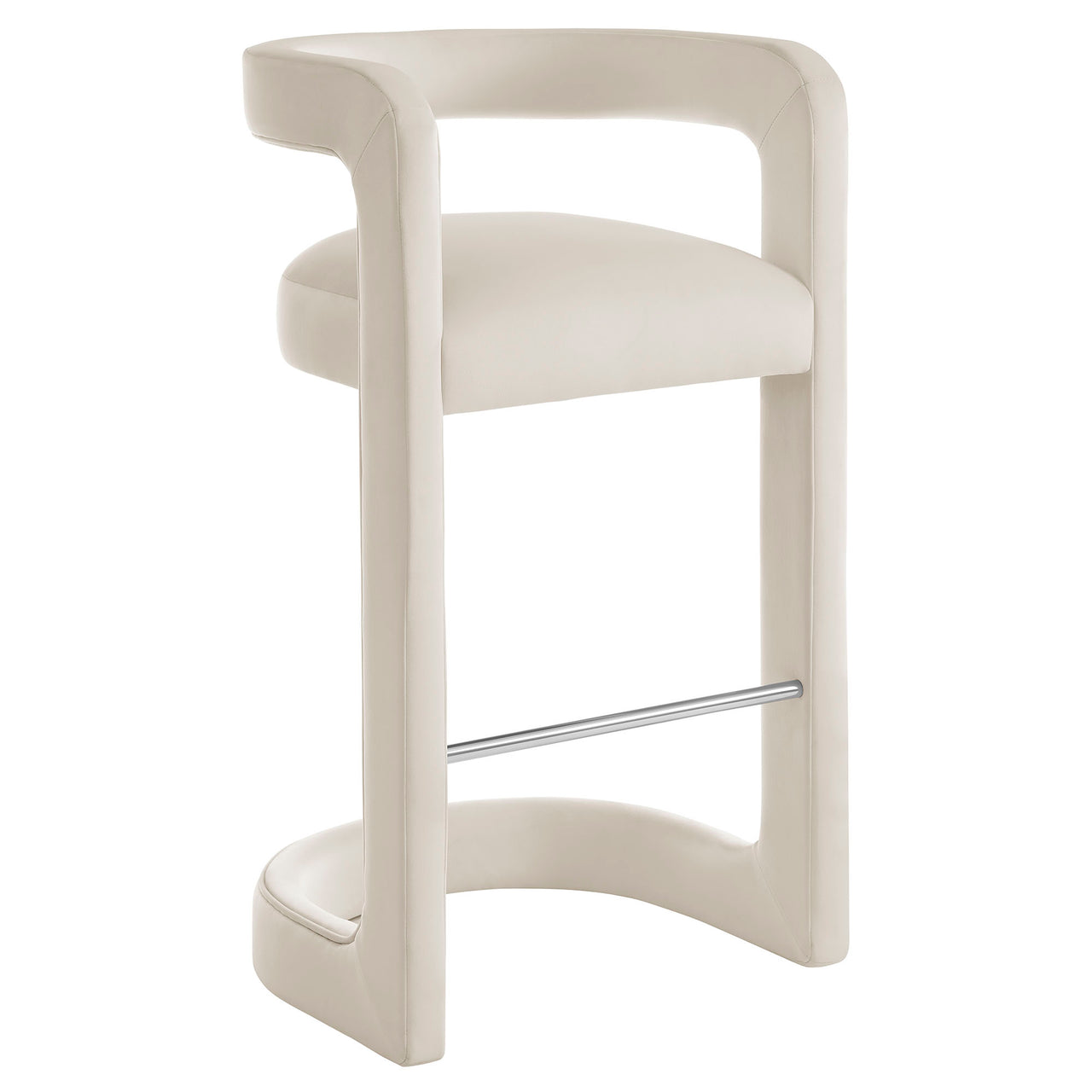 Aeria Upholstered Velvet Bar Stool, Chalk