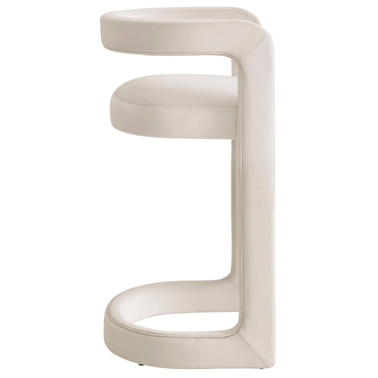 Aeria Upholstered Velvet Bar Stool, Chalk