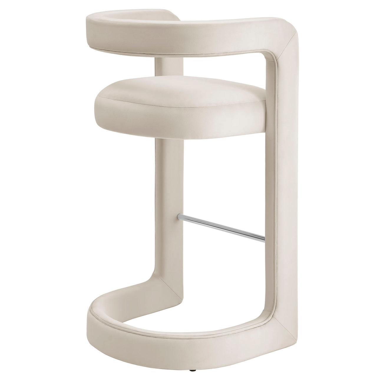 Aeria Upholstered Velvet Bar Stool, Chalk