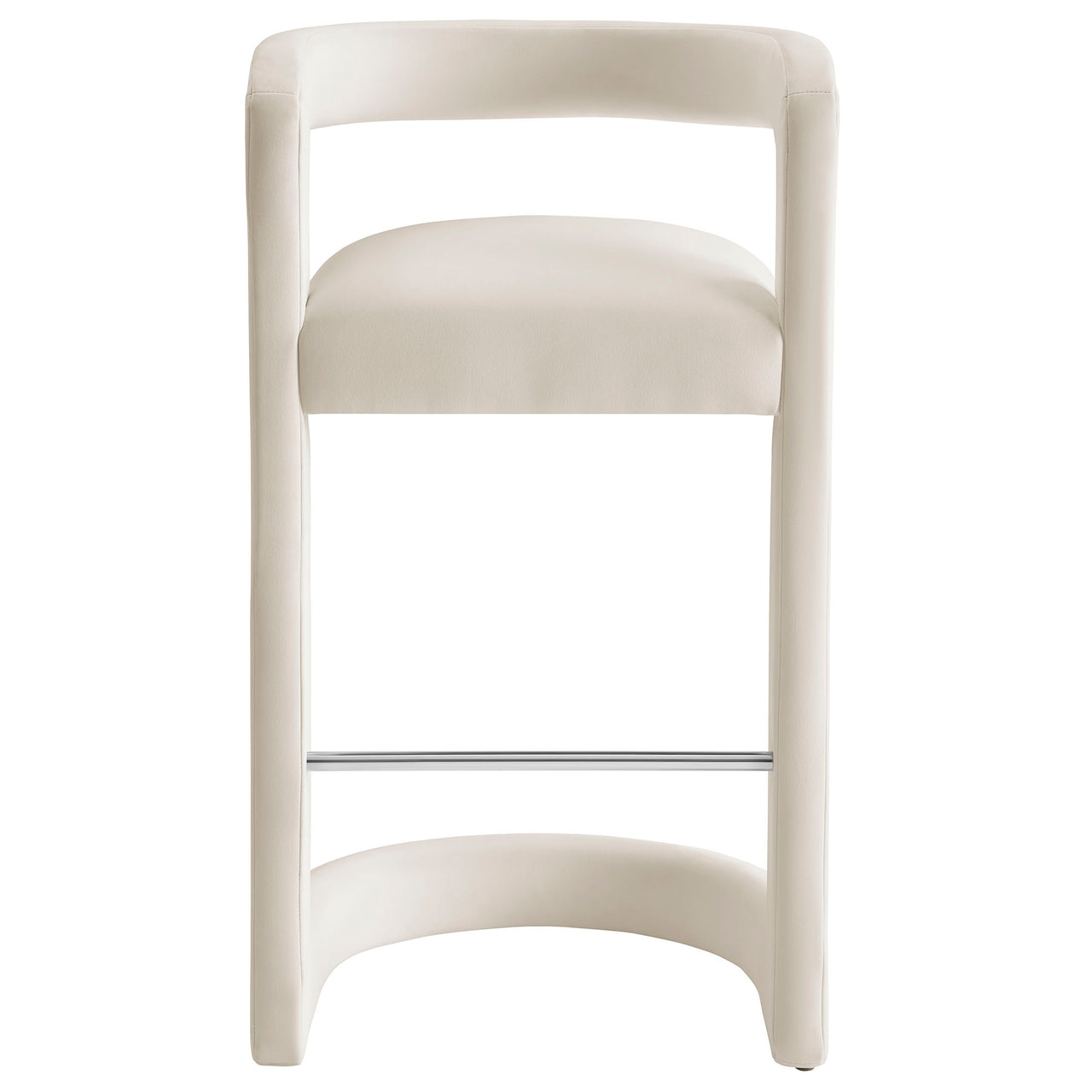 Aeria Upholstered Velvet Bar Stool, Chalk