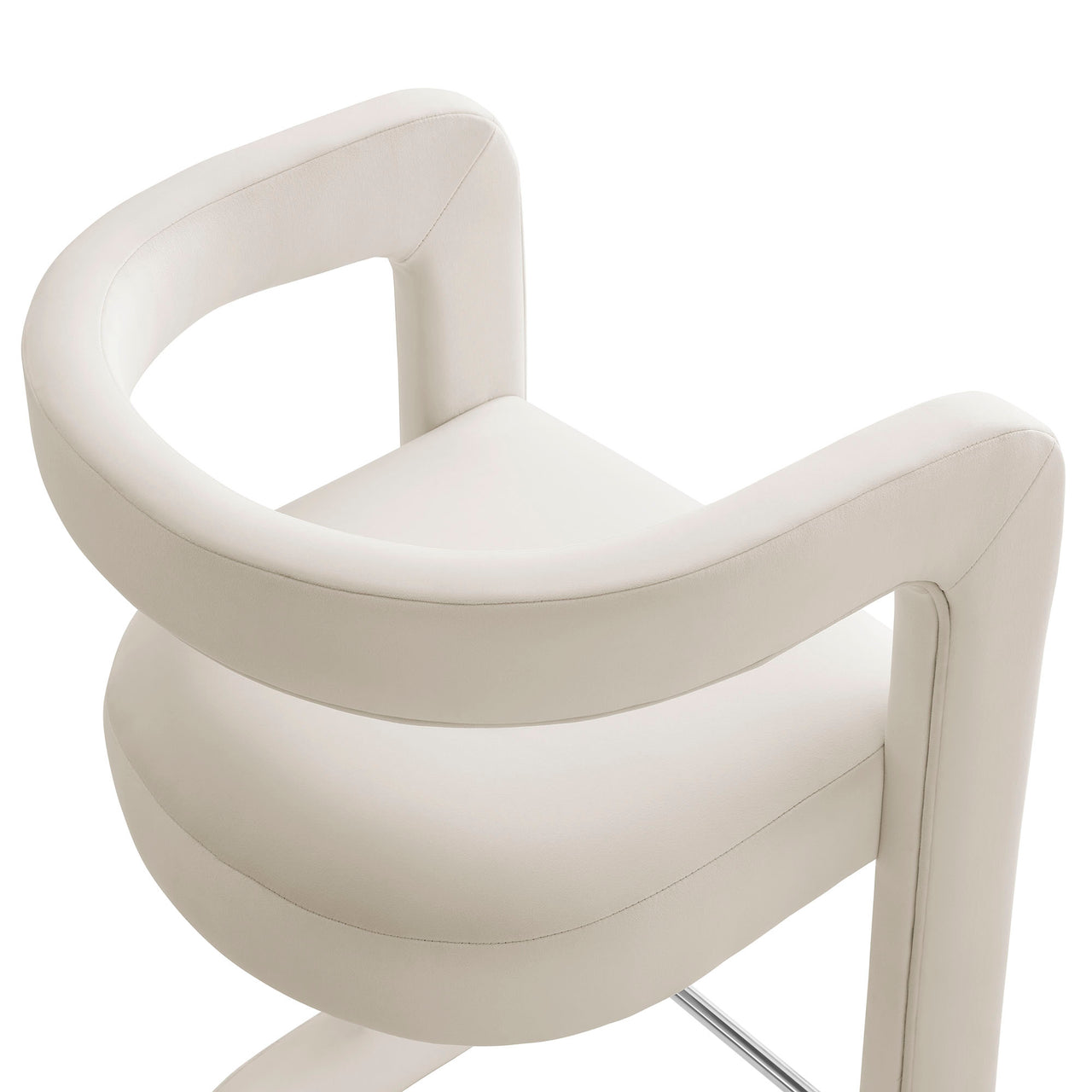Aeria Upholstered Velvet Bar Stool, Chalk
