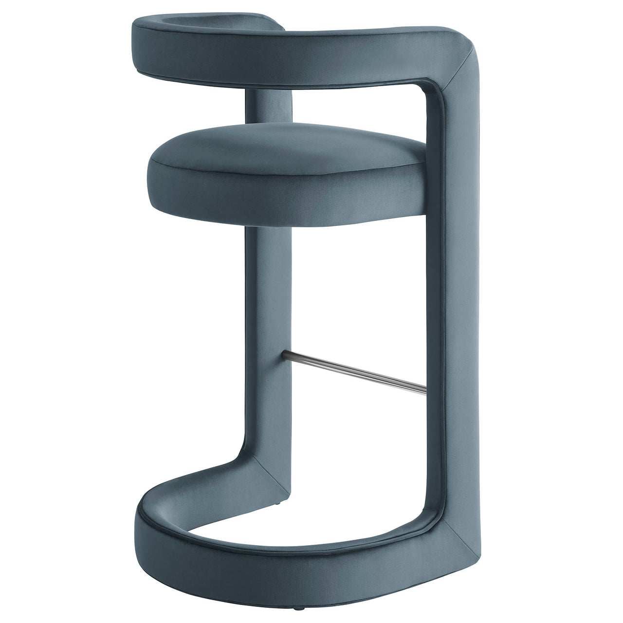 Aeria Upholstered Velvet Bar Stool, Slate