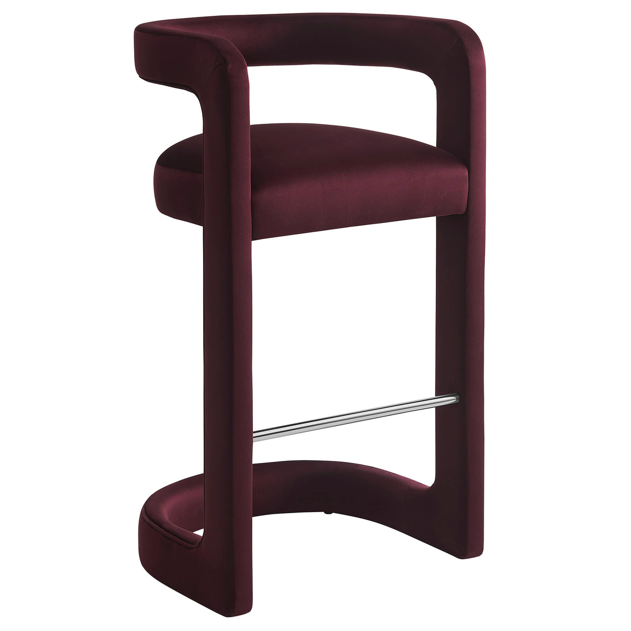 Aeria Upholstered Velvet Bar Stool, Wine