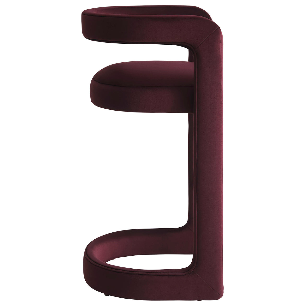 Aeria Upholstered Velvet Bar Stool, Wine