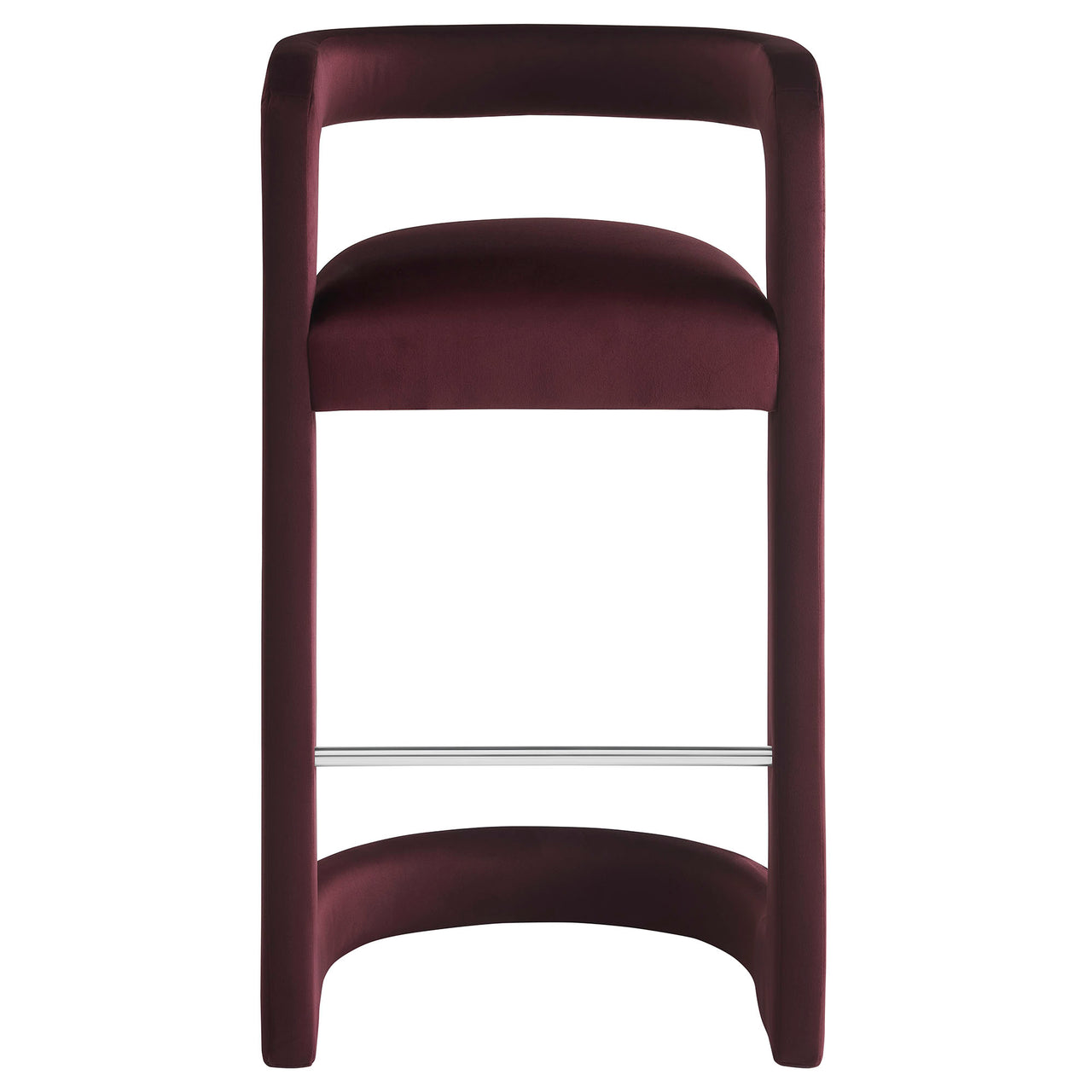 Aeria Upholstered Velvet Bar Stool, Wine