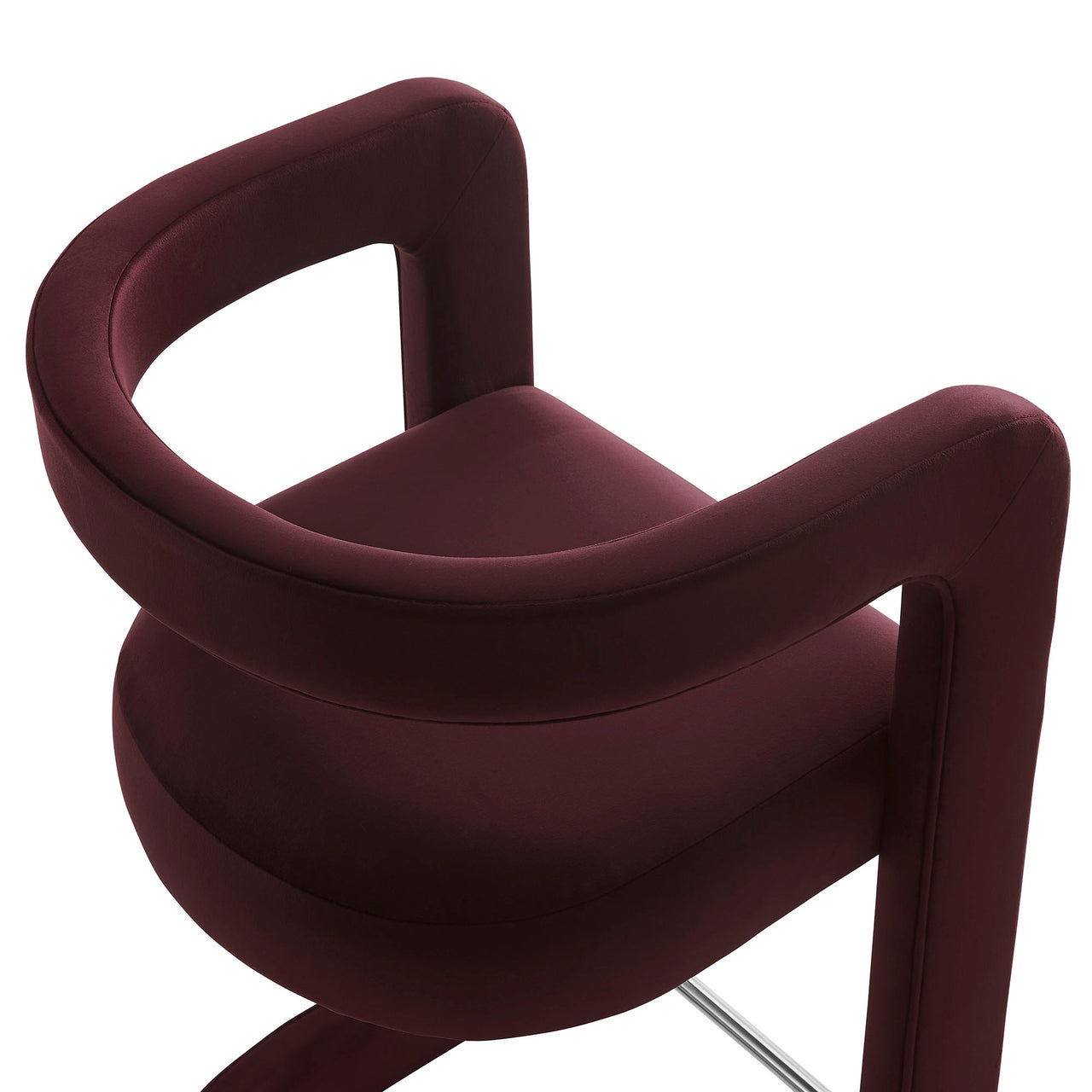 Aeria Upholstered Velvet Bar Stool, Wine