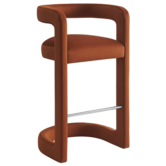 Aeria Upholstered Velvet Bar Stool, Terracotta