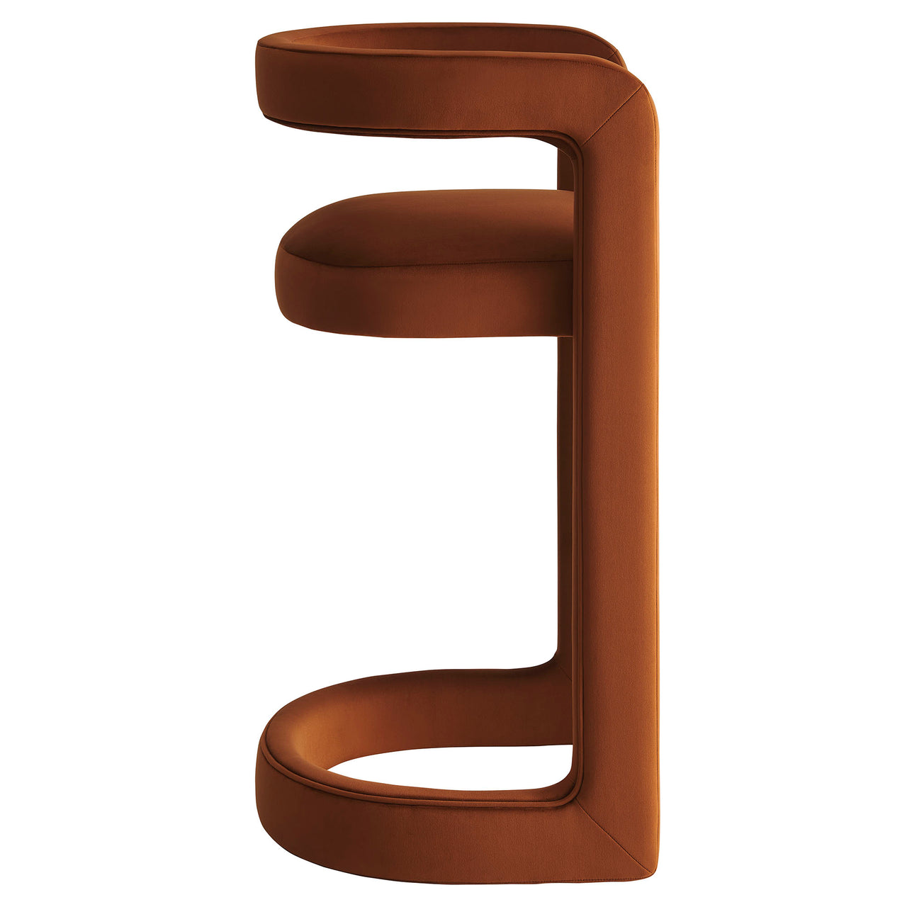 Aeria Upholstered Velvet Bar Stool, Terracotta